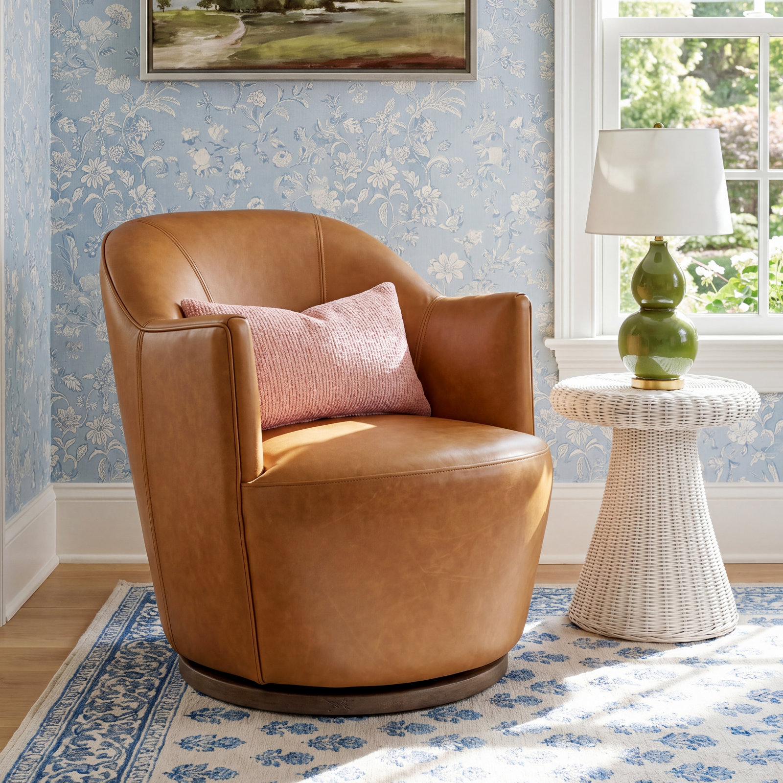 Corson Swivel Barrel Chair, Balkan Ochre Rayon / Viscose