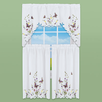 Rosalind Wheeler Adilia Floral Swag Cafe Curtain in & Reviews | Wayfair