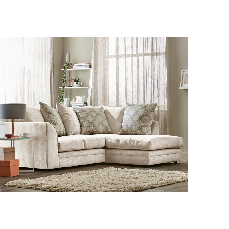 Arabella 4 Seater Chenille Corner Sofa, Stone, Right Hand Facing