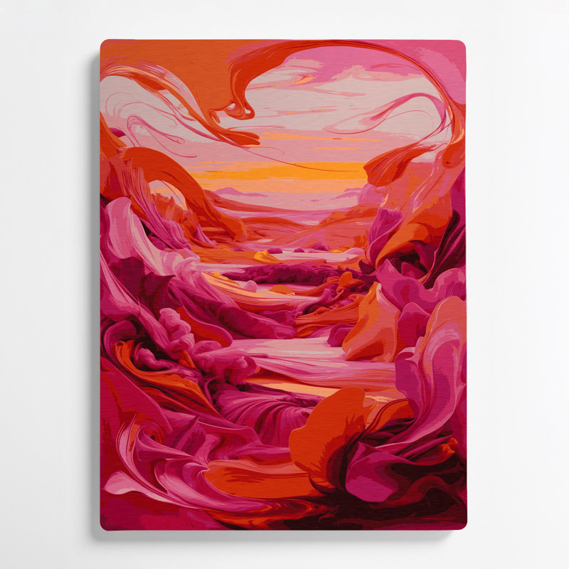 Abstrait paysage 6, art mural en métal rouge, H 12 po x l 18 po