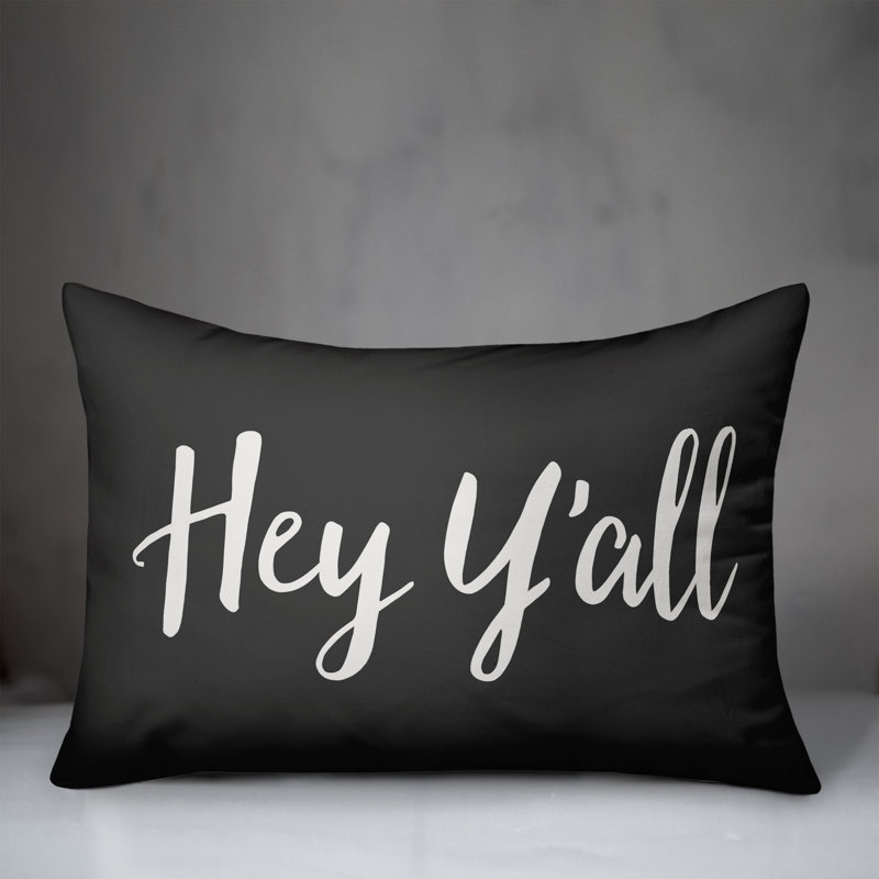  Hey Y'all Bold Indoor/Outdoor Lumbar Pillow, Charcoal