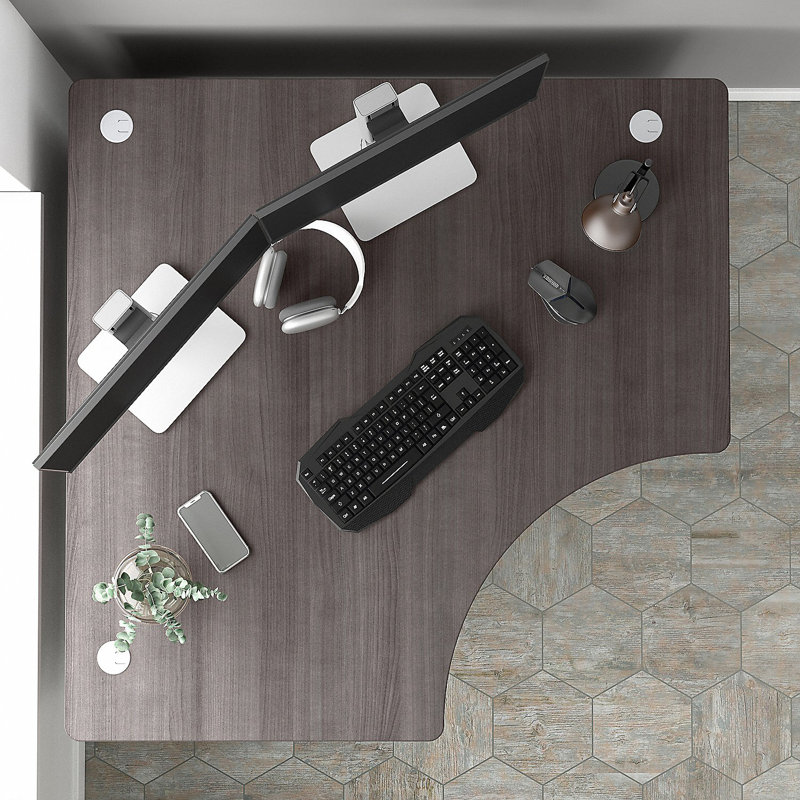 Studio A Writing Desk, Storm Gray, 30" H x 47" W x 47" D