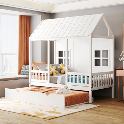Twin Size House Bed With Twin Size Trundle