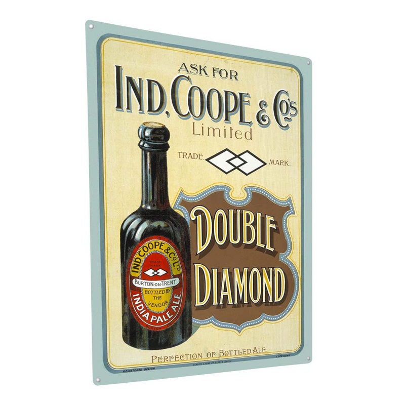 Impression sur plaque en métal sur métal par Ind Coope Ale, H 23,2 po x l 17,2 po x P 0,04 po