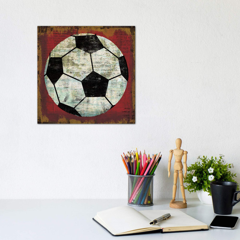 «Ball IV on Red» par Michael Mullan - impression d'art graphique, H 12 po x l 12 po x P 1,5 po, Toile tendue