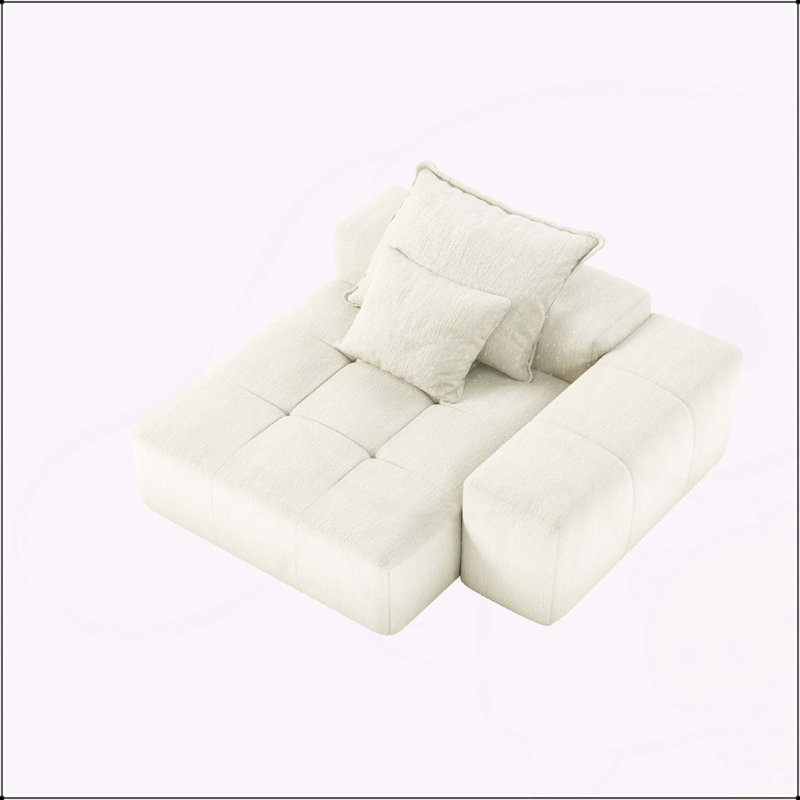 Canapé modulaire surdimensionné surdimensionné, canapé moelleux en tissu de chenille étincelant avec 2 coussins, canapé capitonné bricolage, aucun assemblage requis