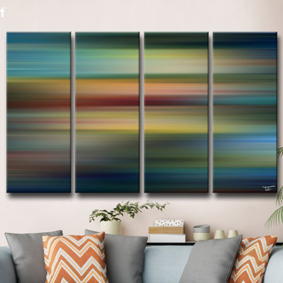 Blur Stripes LVII by Tristan Scott - 4 Piece Graphic Art on Canvas