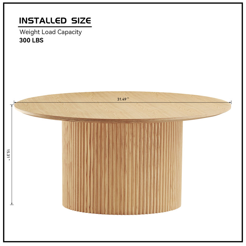 Table basse 31,49 pouces, design Mid-Century moderne, finition chêne