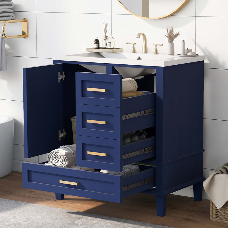 Dellene 30'' Single Bathroom Vanity with Wood Top
