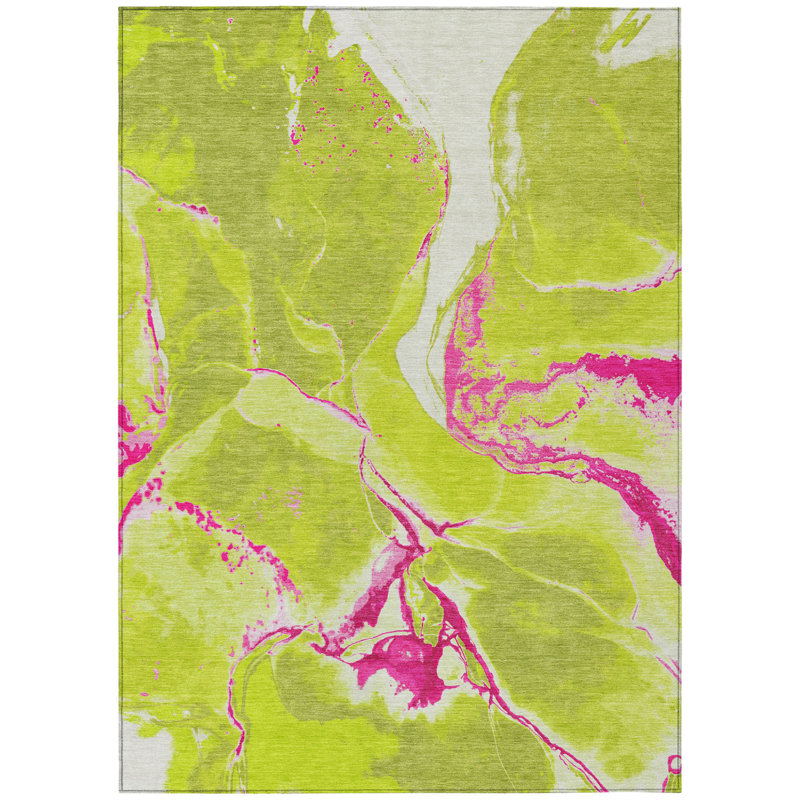 Tapis extérieur lavable abstrait lime vert 10 pi x 14 pi