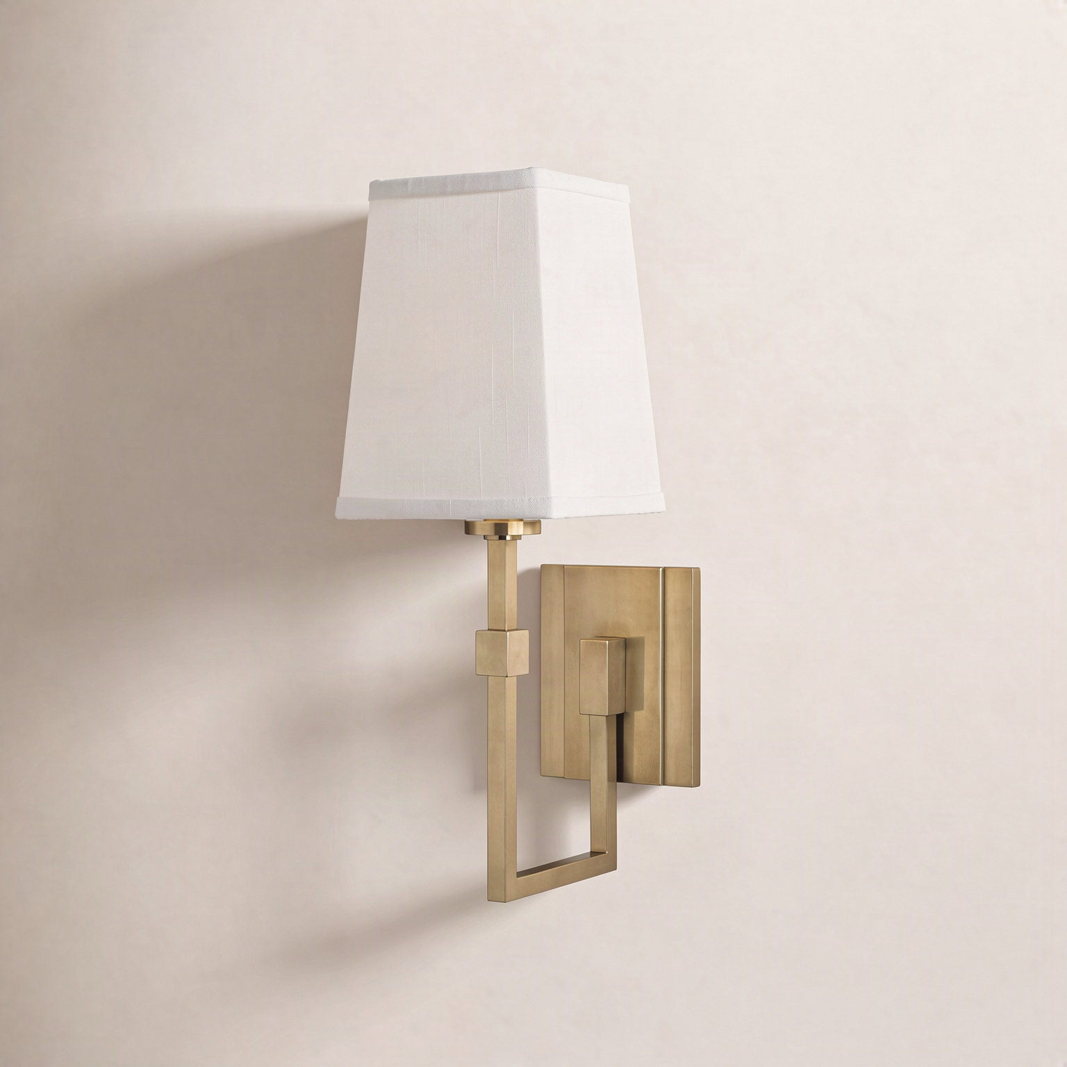Trenton Single Light Glass Dimmable Armed Sconce, Aged Brass