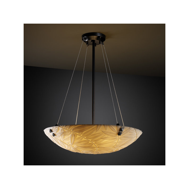 Luminaire suspendu inversé 3 lumières Porcelina, Nickel brossé, Cercles concentriques à faiteau, Vagues