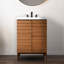 Armoire de salle de bain à 2 tablettes en bois mince à lattes linéaires l 24 po x P 18 po x H 33 po Calandre (lavabo non inclus), noyer-93805406