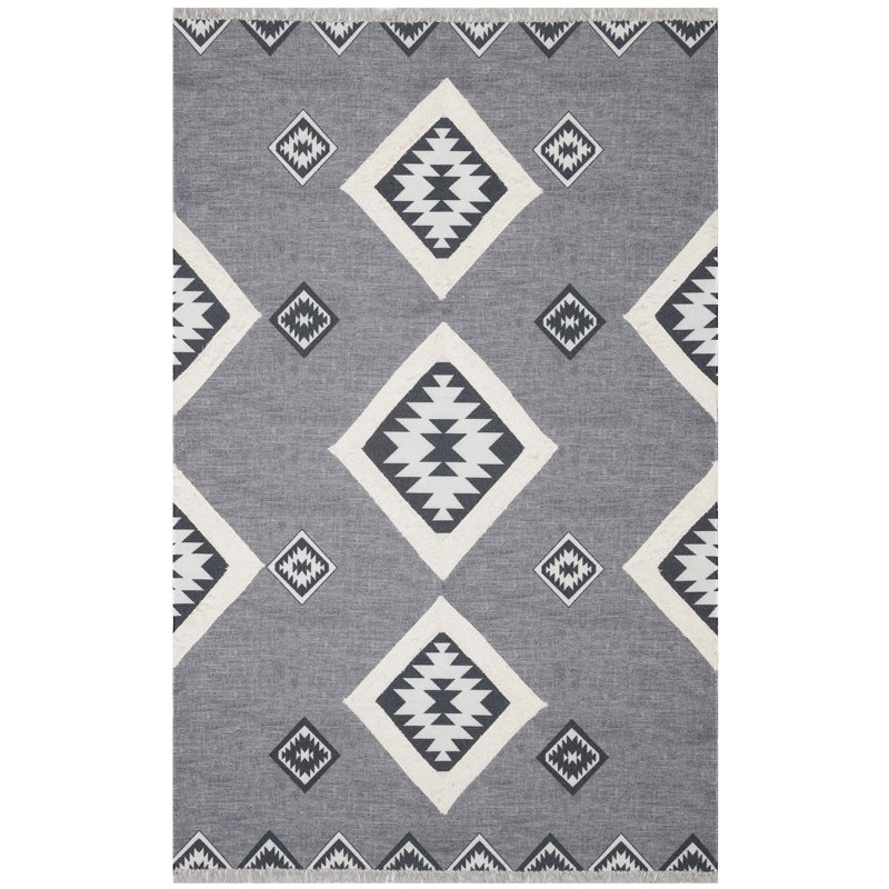 Tapis scandinave rustique gris, Rectangle 3 pi 11,24 po x 5 pi 10,87 po