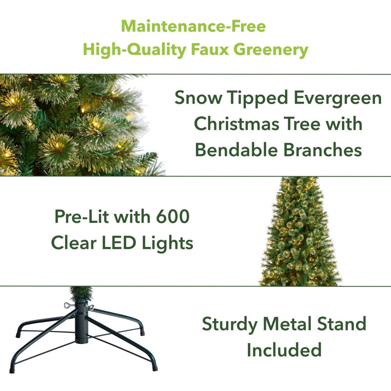 Lighted Artificial Christmas Tree, 8' H