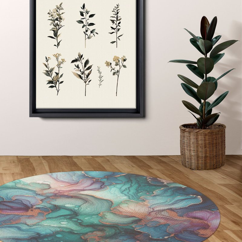 Shimmering Iridescent Flow Braided Rug, Round 5'