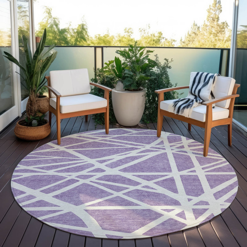 Machine Washable Indoor/Outdoor Chayden ACN1040 Rug, Round 8'