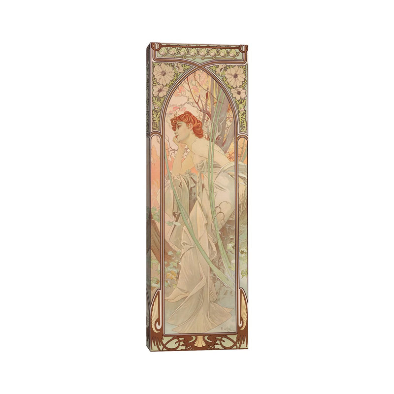 The Times Of The Day: Evening Contemplation, 1899 by Alphonse Mucha - Wrapped Canvas Painting