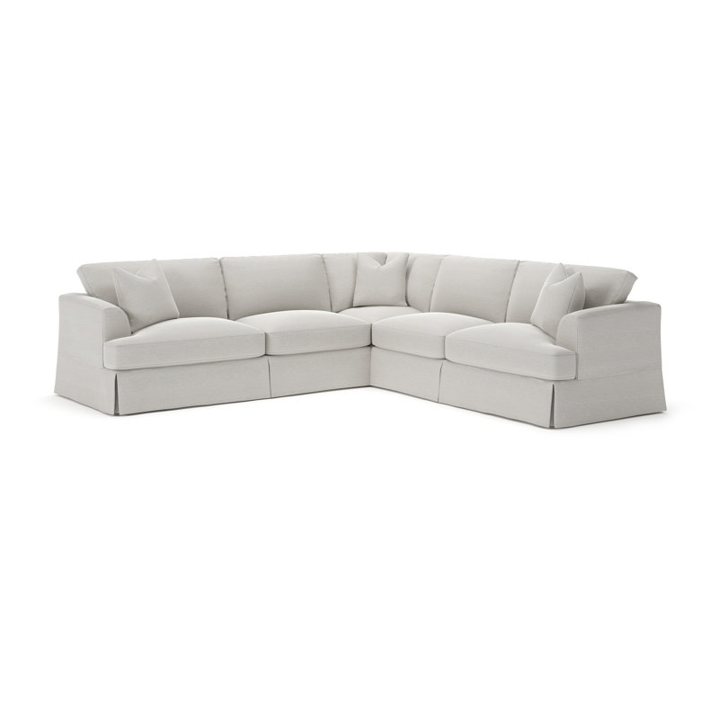 Lucia 4-Piece Slipcovered Sectional, Right Hand Facing, Drusky Ivory Sustain® Basketweave
