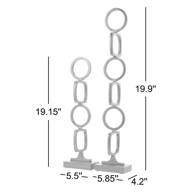 Ensemble de 2 anneaux géométriques empilés en aluminium, Or