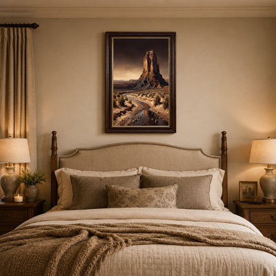 Art mural sur toile Brown Desert Mesa and Winding River