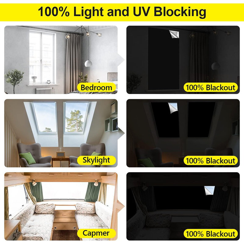 Rideaux occultants portatifs pour la chambre à coucher - couvre-fenêtre 100% bloquant la lumière, abat-jour occultant en tissu découpable pour les voyages, la salle multimédia et le dortoir,