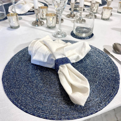 Classic Square Napkin Ring in Light Blue, Set of 4