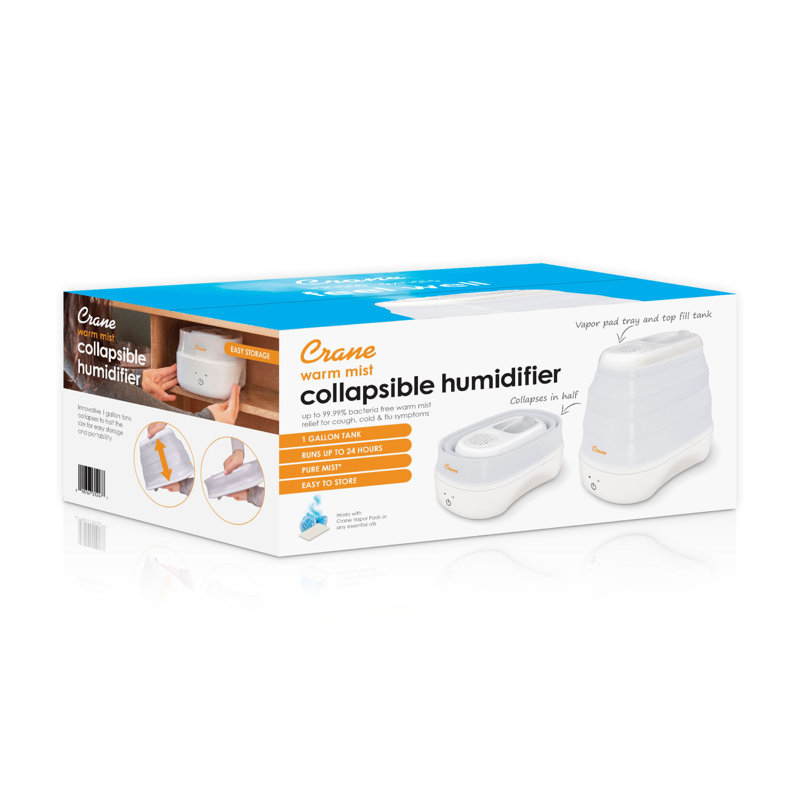 White Collapsible Warm Mist Humidifier for Medium Rooms