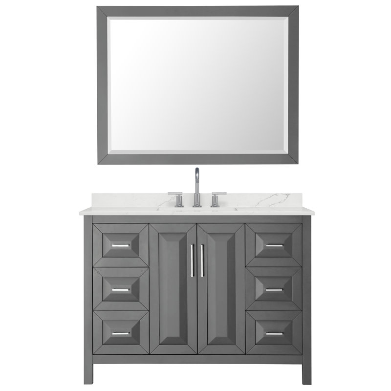 Daria 48'' W Vanity, Gray, Polished Chrome, Giotto Quartz