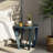 Arch Farmhouse End Table with Storage Shelf, French Country Accent Side Table, Blue-500921796