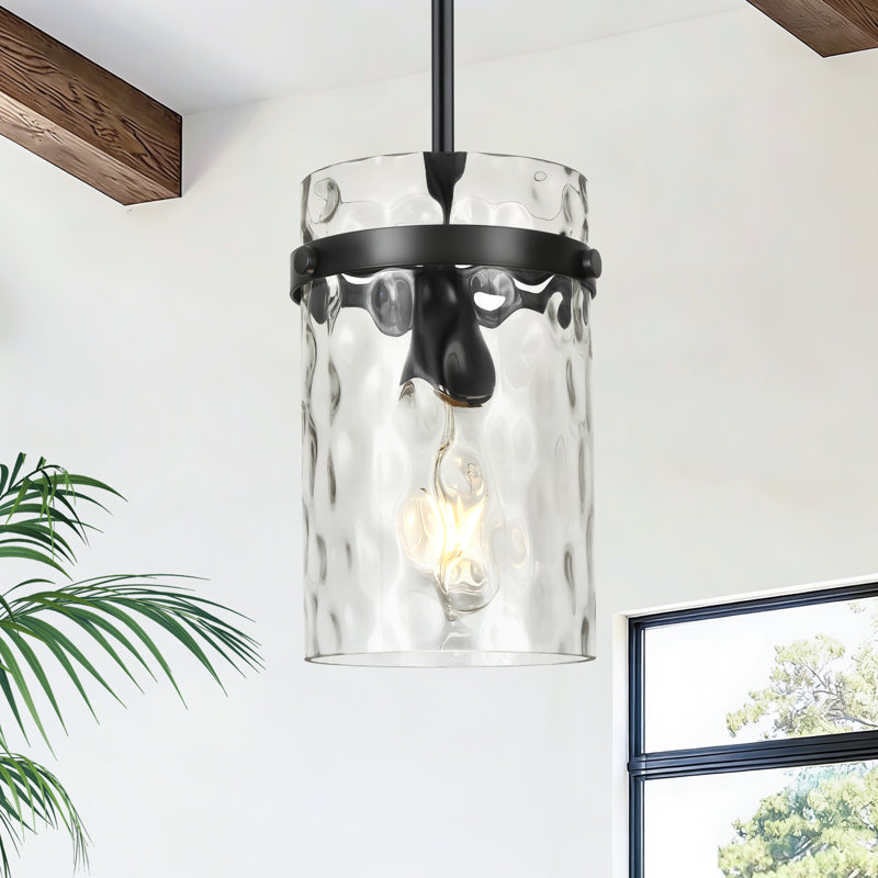 Luminaire suspendu moyen en verre 1 lumière 5,1 "pour évier , Clear, Noir