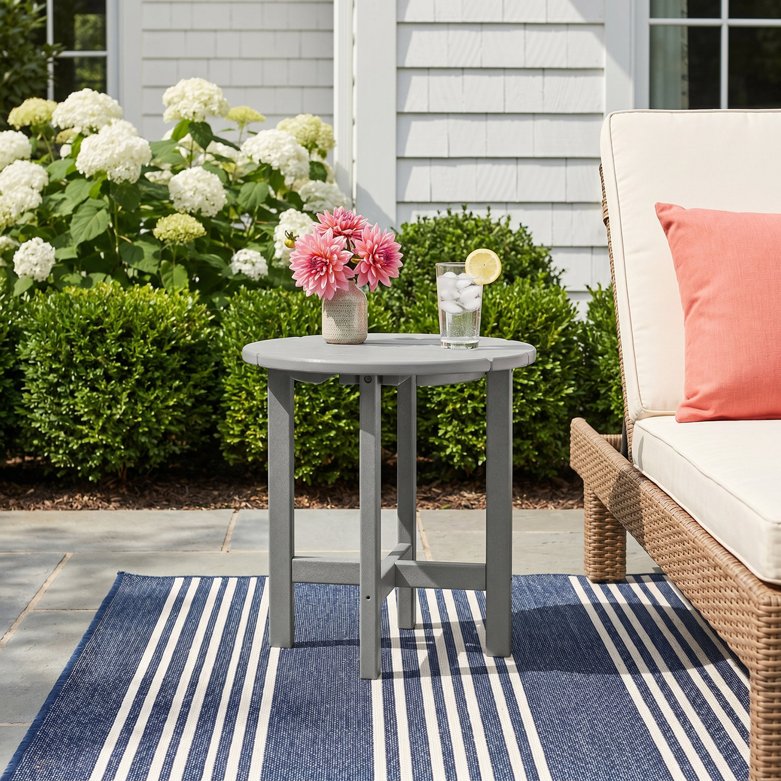 POLYWOOD® Tables 18" Patio Side Table, Slate Gray