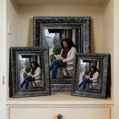 Black 3 PCS Wall Mounted Picture Frame for 5" x 7" Photos and New Home Gifts