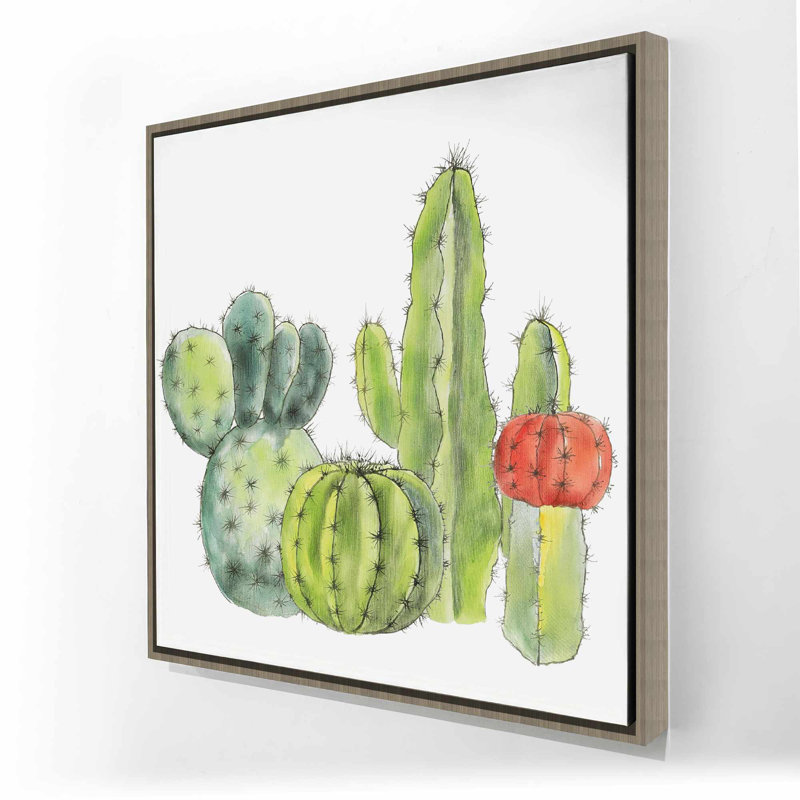 «Gathering of Small Cactus», toile encadrée - Décoration exotique, H 25,25 po x l 25,25 po