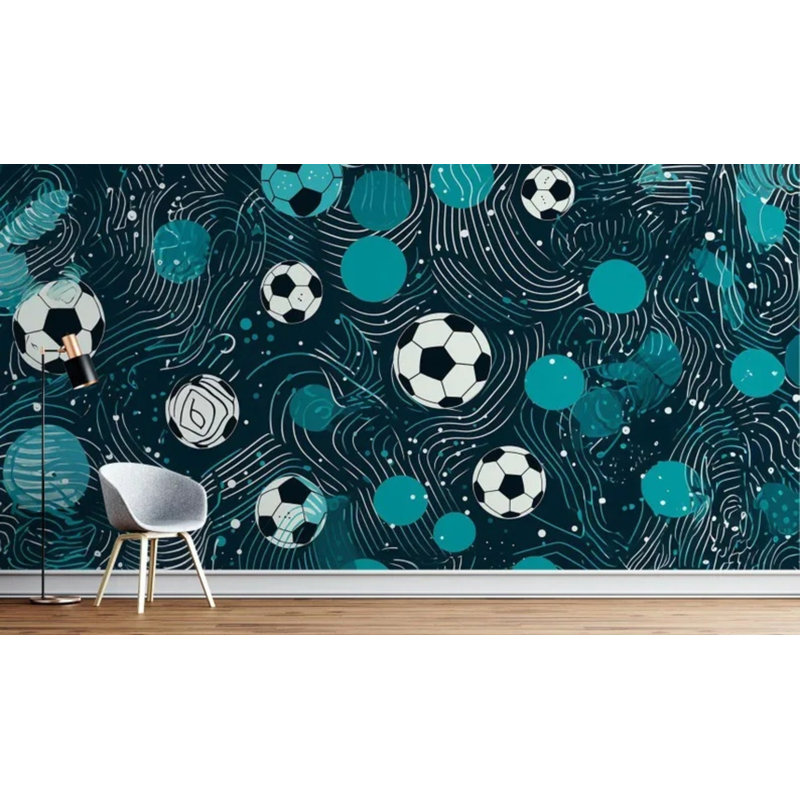 Soccer Ball Abstract Pattern Wallpaper Mural, 96" L x 108" W