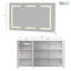 100cmW Symmetrical 3 Door Bathroom Mirror Cabinet with Shaver Socket & USB, Wall Mounted Illuminated Medicine Cabinet with Demister Pad & Tissue Slot, White, 100x13.5x60cm