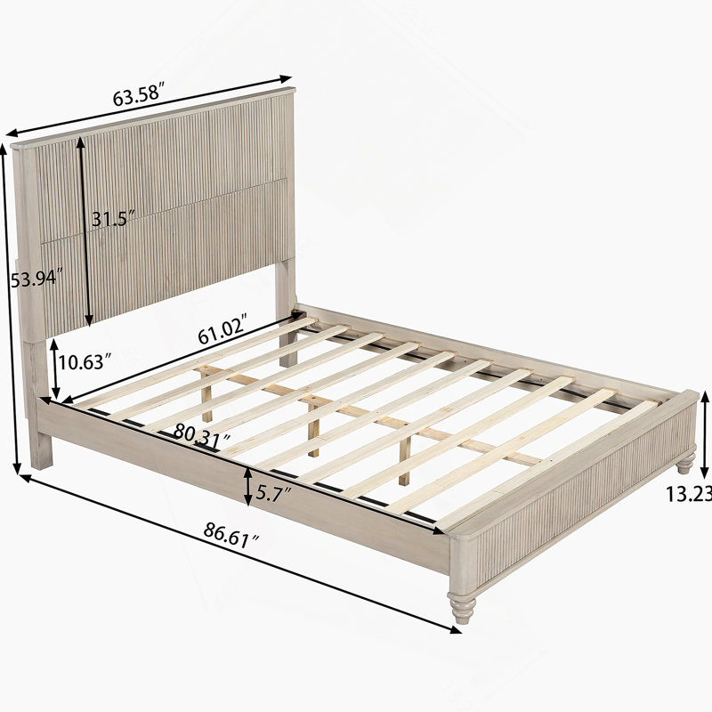 3-Piece Bedroom Set With A Bed And 2 Nightstands, Beige, Queen