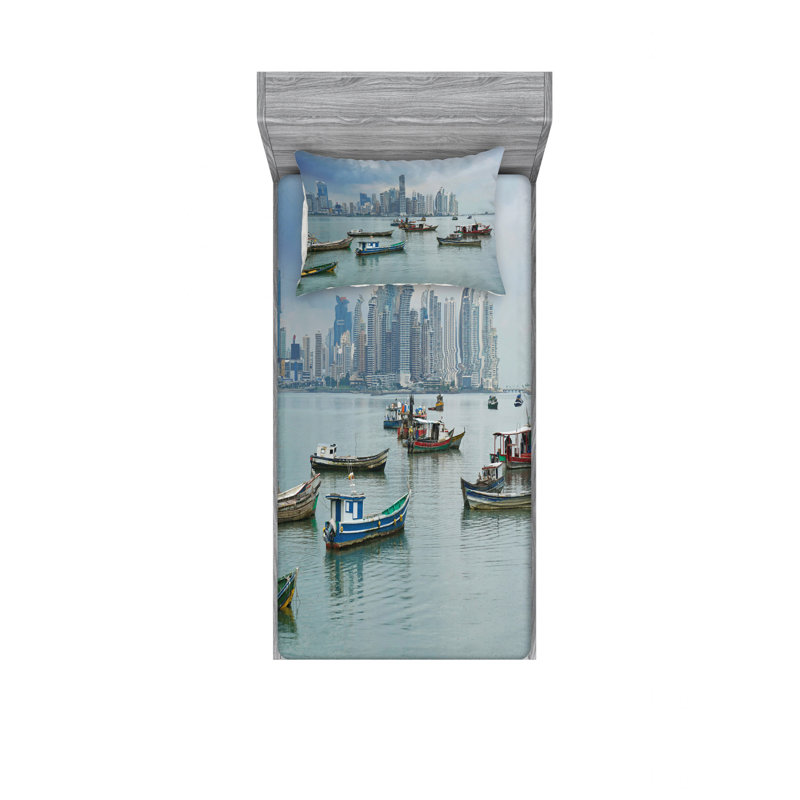 Ensemble de draps Panama Cityscape Pacific Coast, Ensemble de draps pour lit simple avec drap-housse