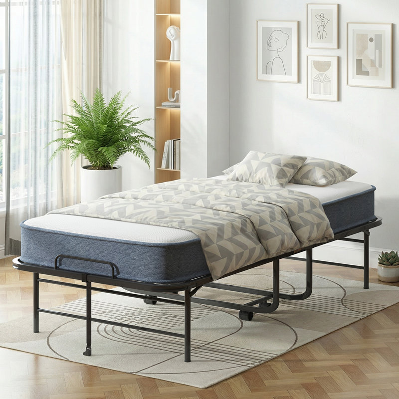 W31" Portable Folding Bed with Mattress For Adults, Twin