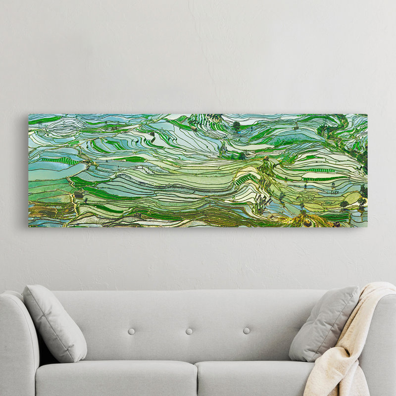 Rice Terraces, Yunnan, China by Frank Krahmer - No Frame Print on Canvas, 40cm H x 120cm W x 4cm D
