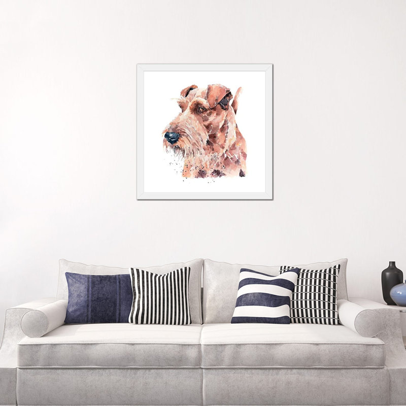 «Irish Terrier Pride» par EdsWatercolours - impression, H 24 po x l 24 po x p 1 po, Papier encadré blanc, Blanc