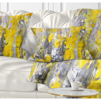 Grey and Yellow Abstract Pattern - Abstract Printed Throw Pillow