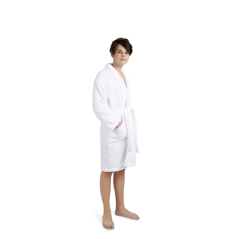 Peignoir en molleton avec poches pour enfants Lovett, Blanc, TG