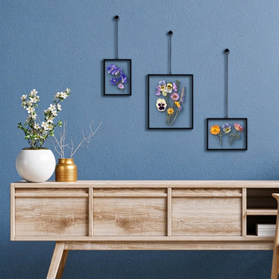 Metal Floating Frame with Chain for Wall Decor Set of 3