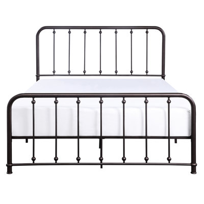 Lit plateforme queen avec cadre en métal bronze foncé, lit de chambre à coucher avec espace