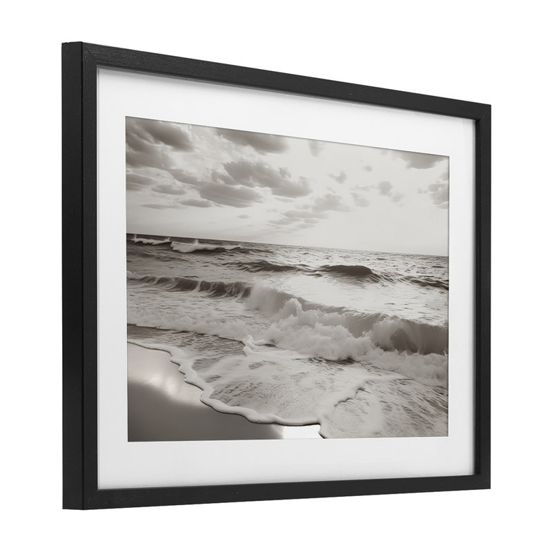 Beach View Reverie, reproduction sous verre encadrée, design par Decent Exposures, H 14 po x l 20 po, Cadre noir minuit