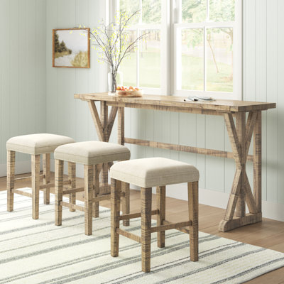 Potrero 3 - Person Counter Height Pine Solid Wood Dining Set by Beachcrest Home