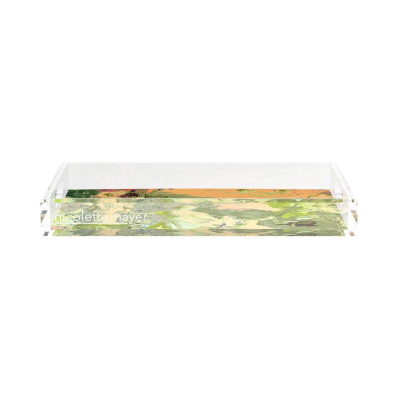 Cyprus Picnic Acrylic Rectangle Decorative Tray, Acid Green, 17"W x 10.5"D x 2"H