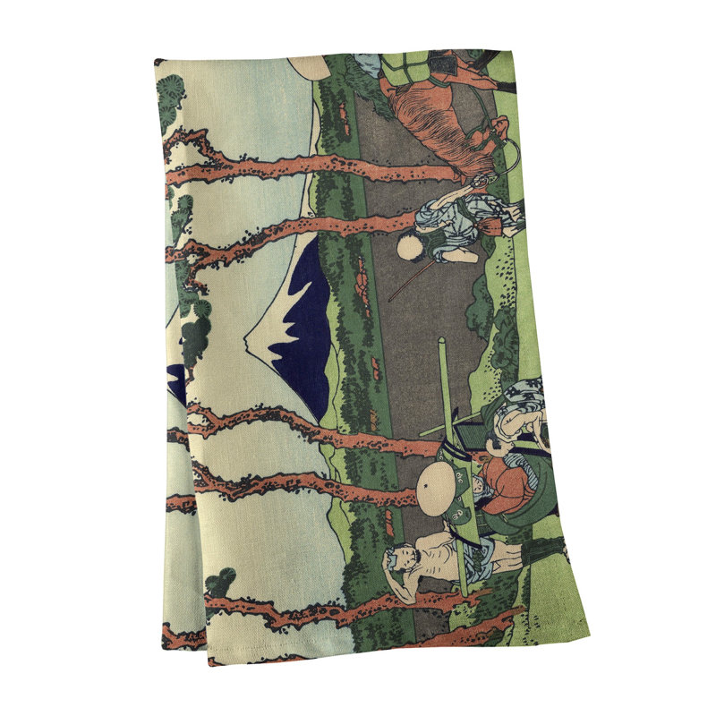 Torchon Hodogaya on the Tokaido, Vert/brun, Croisé en coton