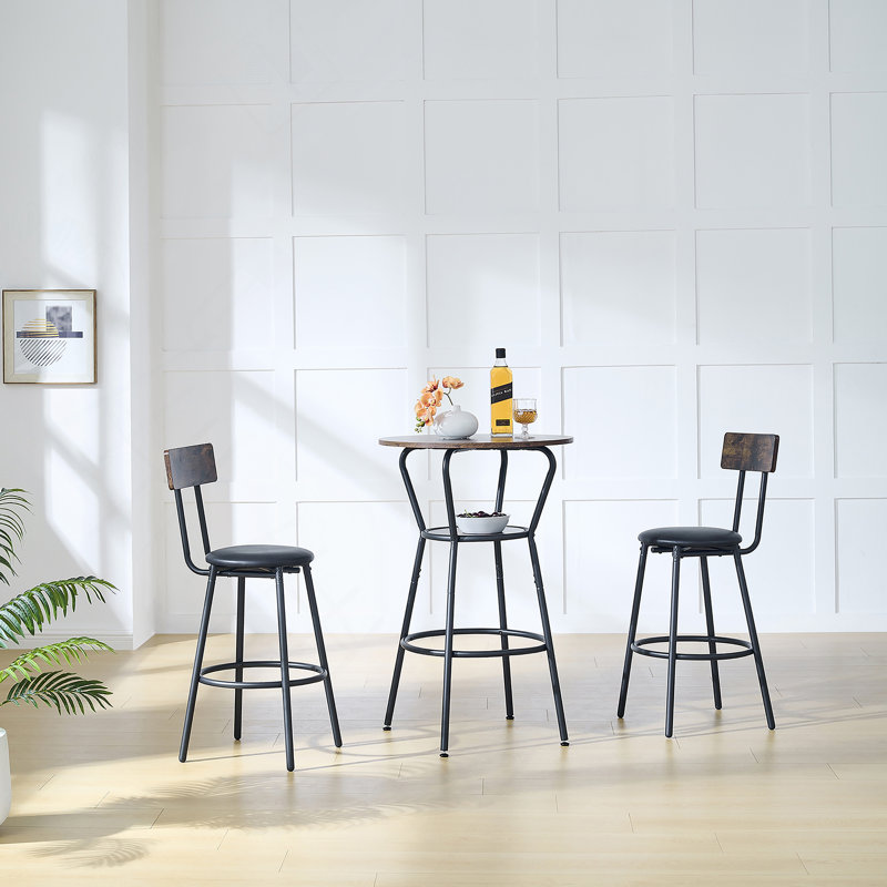 Ensemble de table de bar et de tabourets rembourrés polyvalents avec tablette, tabourets confortables avec dossier pour divers réglages
